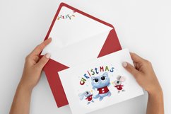Illustration of a Christmas kitten with a hare and a mouse Product Image 3