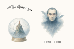 Dracula Gothic Watercolor Clipart Bundle Romantic Vampire Product Image 7