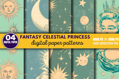 Fantasy Celestial Princess Digital Paper PNG Product Image 1