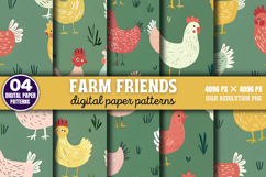 Farm Friends Digital Paper Background Bundle PNG Product Image 7