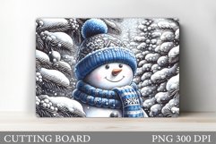 Cute Snowman Cutting Board. Winter Cutting Board Sublimation Product Image 1