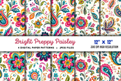 Bright Preppy Paisley Digital Paper JPG Product Image 1