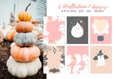 Cute Halloween Postcards. Vector Funny ghosts. Fall Template Product Image 1
