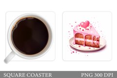 Cake Coaster Sublimation. Cake Valentines Coaster Design Product Image 1