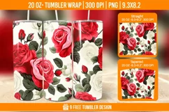 Valentine Rose Tumbler Wrap Designs, Sublimation Wrap Product Image 1