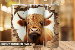 3D Highland Cow Cracked Hole PNG Tumbler Design Product Image 1