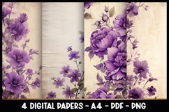 4 Digital Papers Vintage Florals I Vintage Theme Product Image 1