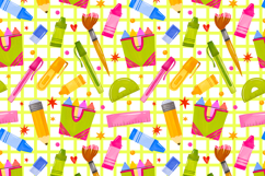 Watercolor Back to School Clipart &amp; Seamless Patterns Product Image 5
