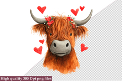 Valentine Highland Cow Clipart Png Product Image 1