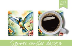 Watercolor hummingbird Square Coaster|sublimation design Product Image 1