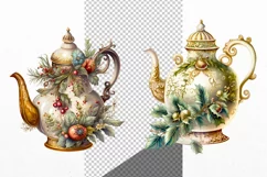 Christmas clipart, Teapot clipart, Victoria clipart Product Image 2