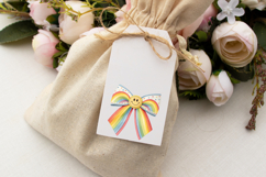 Rainbow Retro Smiley Coquette Bow Clipart Product Image 6