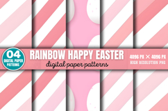 Rainbow Happy Easter Digital Paper Background PNG Product Image 1