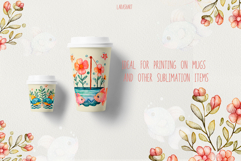 Watercolor Fish and Flowers Clipart Cute Underwater Floral Product Image 7