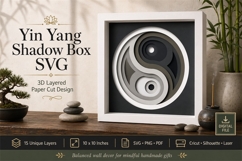 Yin Yang Shadow Box Layered Paper Cut Product Image 1