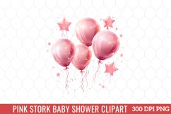 Pink Stork Baby Shower Clipart Sublimation Product Image 8