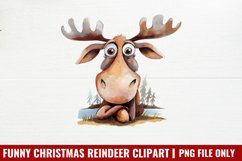 Funny Christmas Reindeer Clipart Bundle PNG Product Image 8