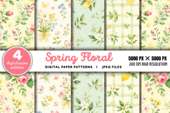 Spring Floral Digital Paper JPG Product Image 1