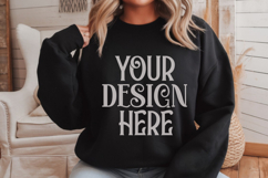 Black Gildan 18000 Mockup, Gildan Sweatshirt Mockup Product Image 1