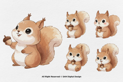 15 Bundle Watercolor Kids Squirrel Burrow Rodent Nut Small Product Image 7