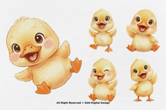 15 Bundle Watercolor Cute Baby Duck Cute Animal Farm Yellow Product Image 7