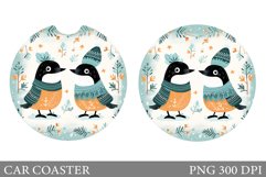 Bird Car Coaster Design. Winter Bird Car Coaster Sublimation Product Image 1