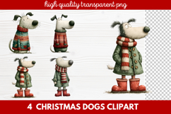 4 Christmas Dogs Clipart | Cute Holiday Puppy PNG Illustrati Product Image 1
