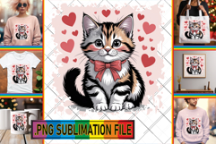 Playful TSHIRT Gift Ideas PNG, Cat Valentin's Day Product Image 1