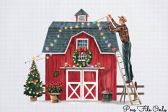 Cute Watercolor Christmas Farm Clipart Bundle PNG Product Image 8