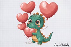 Peeking Dinosaur Valentines Day Clipart PNG Product Image 1