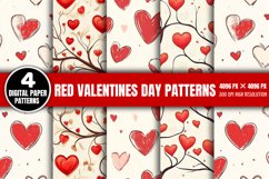 Red Valentines Day Patterns Bundle PNG Product Image 7