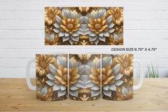 3D Golden Flowers Mug Wrap | Sublimation Coffee Cup Product Image 9