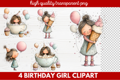 Birthday Girl Clipart | Cute Celebration PNG Illustration Se Product Image 1
