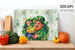 Smiling Leprechaun with Gold Pot Cutting Board PNG Sublimati Product Image 1