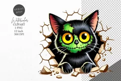 Halloween clipart, Cat zombie clipart, Autumn clipart Product Image 1