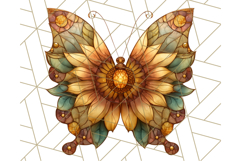 Stained Glass Butterfly and Sunflower PNG Clipart Product Image 3