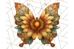 Stained Glass Butterfly and Sunflower PNG Clipart Product Image 3