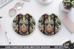 Car Coaster Sublimation| Christmas Coaster PNG Product Image 1