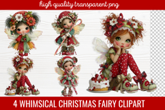 4 Whimsical Christmas Fairy Clipart | Cute Holiday Fairy PNG Product Image 1