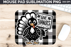 Watercolor Turkey Mouse Pad Sublimation - Thanksgiving PNG Product Image 1