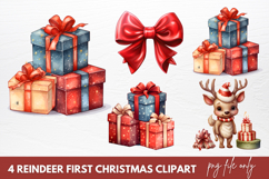Reindeer First Christmas Clipart Sublimation Product Image 1