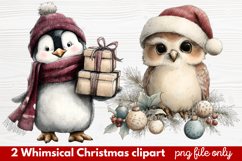 2 Whimsical Christmas Clipart | Cute Holiday PNG Set Product Image 1