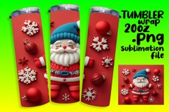 Winter 3D Santa Claus Tumbler Wrap Sublimation 20oz Product Image 1