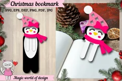 Christmas bookmark penguin Template svg, paper cut svg Product Image 1