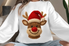 Reindeer Noel in Santa hat png design for T-shirts Product Image 4