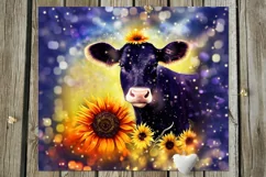 Cow & sunflowers | 9 Skinny tumbler Sublimation designs, JPG Product Image 7