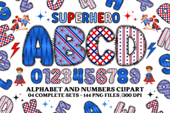Superhero Digital Papers, superhero doodle letters Product Image 2
