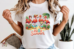 Hello Summer Flamingo PNG, Tropical Beach Sublimation Design Product Image 7