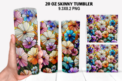 Flower Skinny Tumbler 20oz Wrap Design, Summer Tumbler Wrap Product Image 1