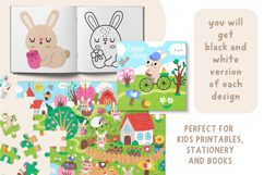 Easter village clipart, seamless patterns and designs Product Image 7